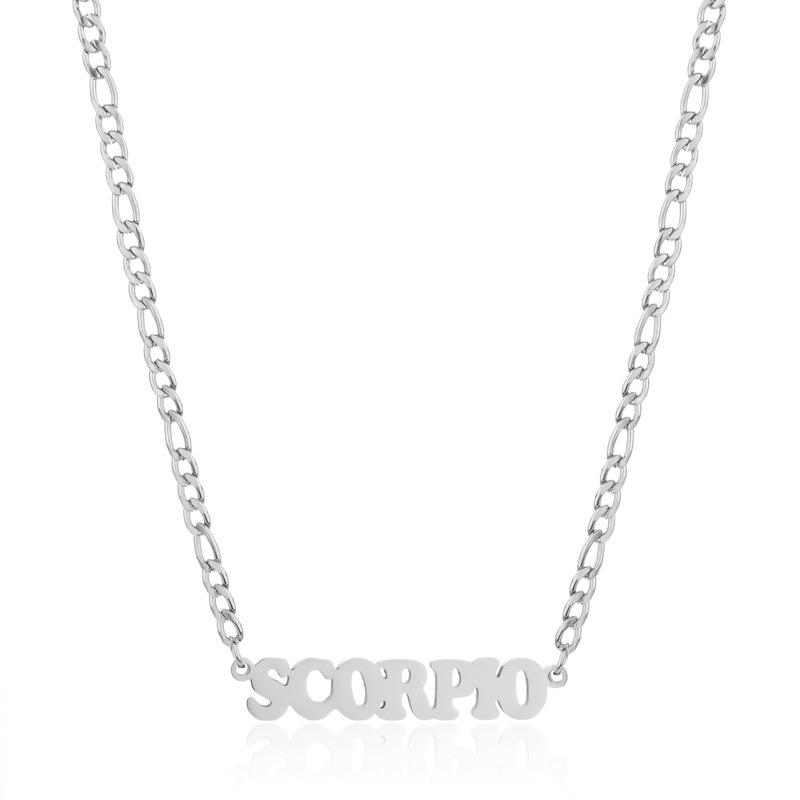 Gold/Silver/Rose Gold Color Twelve Constellations Stainless Steel NK Chain Pendant Necklace Female Jewelry 18+2in