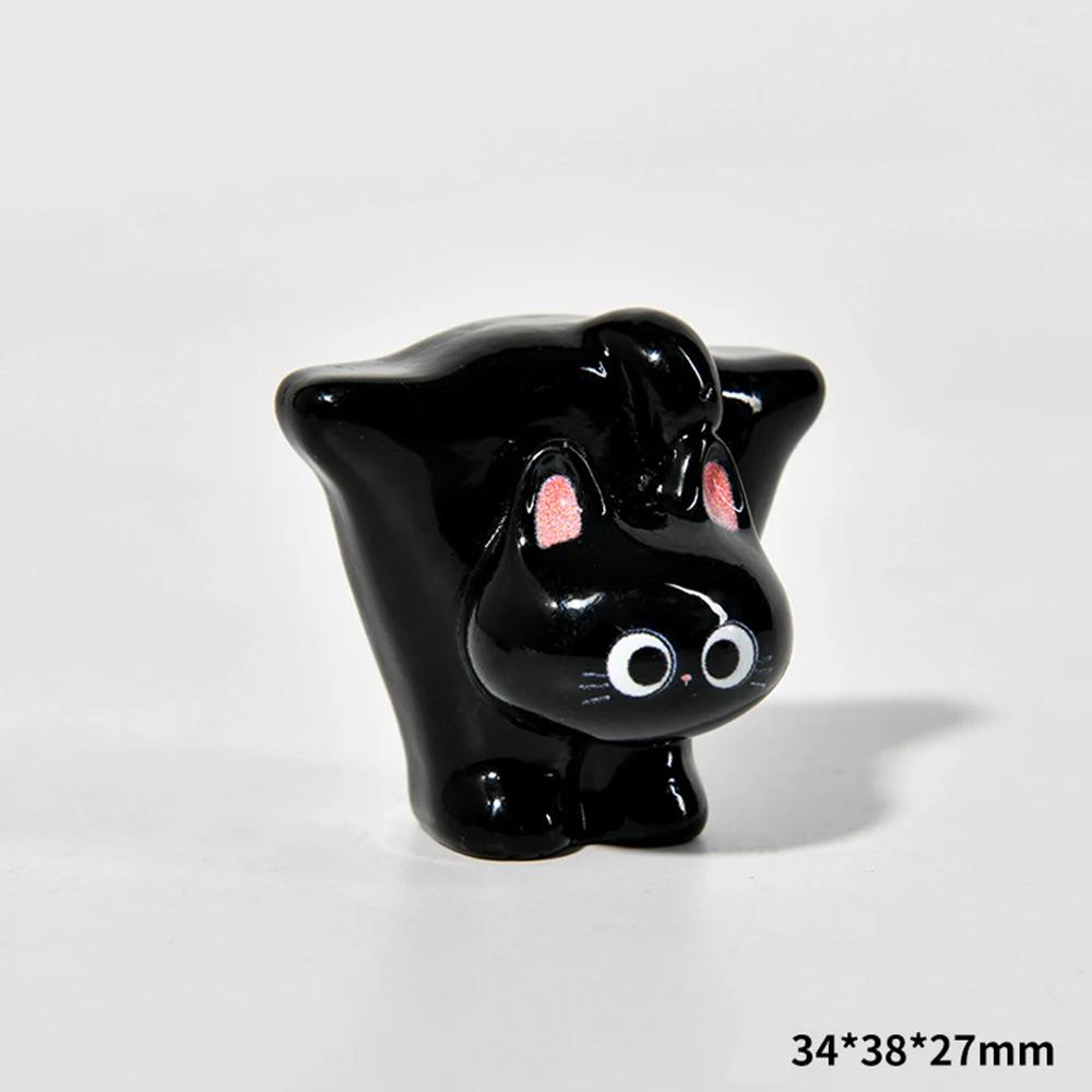 Estatueta de gatos de resina de desenho animado, mini gatinho, ornamentos para casa, criativo, desktop, carro, montado,