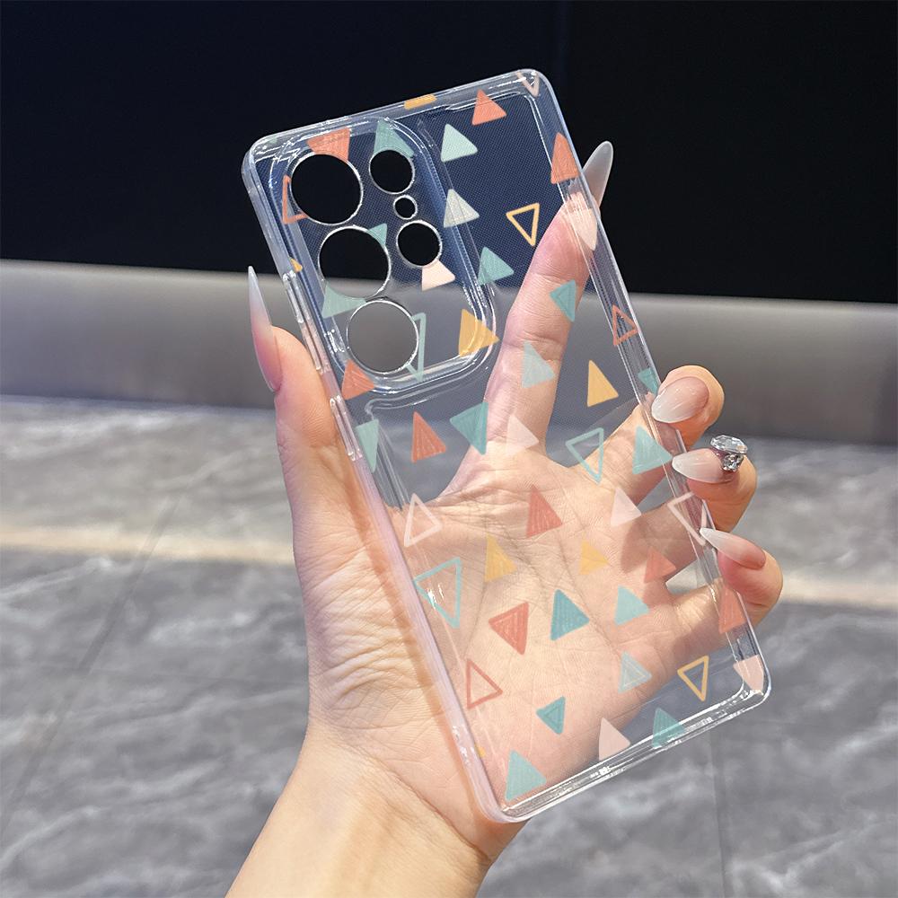 Pastel Triangles Pattern Phone Case for Samsung Galaxy S26 S25 S24 S23 S22 S21 S20 FE Plus Lucency TPU Protection Cover