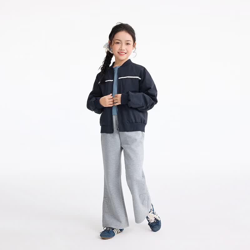 Girls' Casual Bow Pocket Baseball Jacket