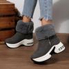 Winter dicke Sohle Innenhöhe Erhöhung Samt Warm Schneestiefel Hoher Schaft Seitenreißverschluss Canvas Kurze Stiefel Samt Baumwolle Schuhe Stiefel