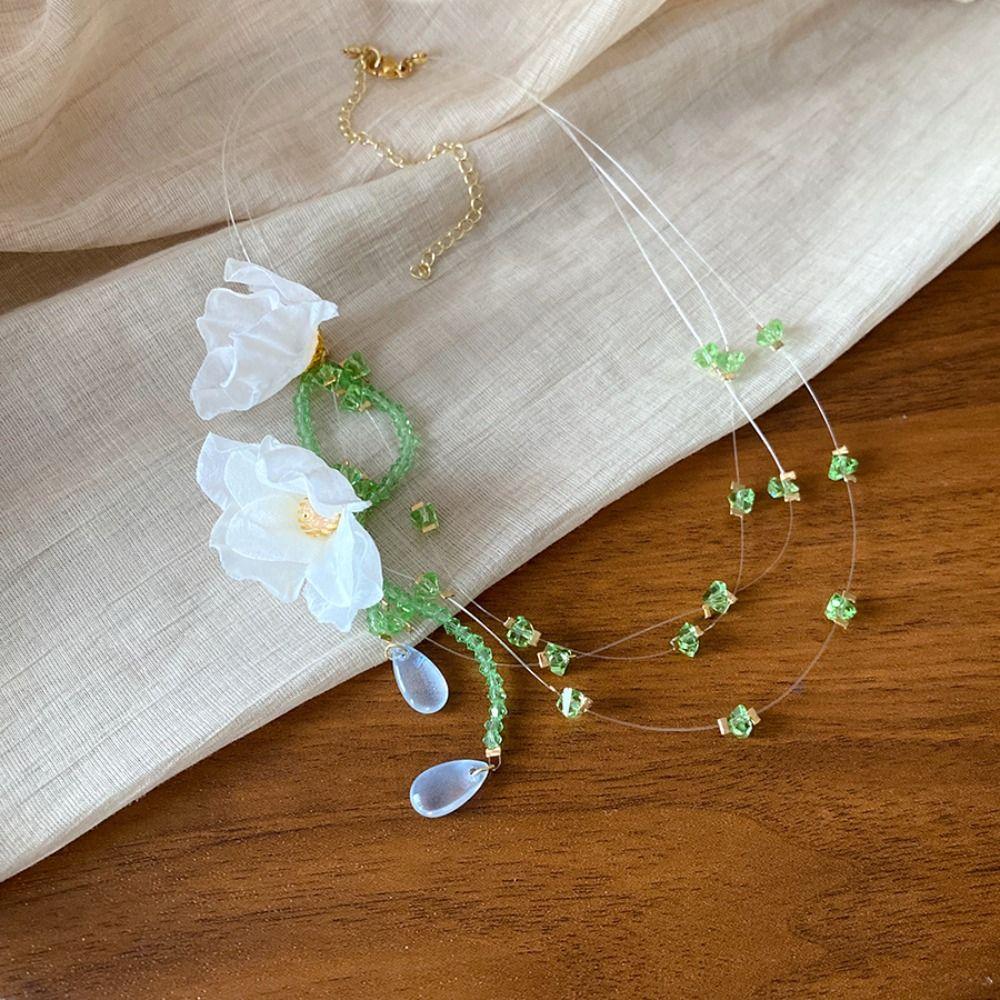 Handmade Resin Flower Necklace Korean Style Tassel Earrings Beaded Dangle Earring  Birthday Gift