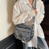 Borsa a tracolla in denim vintage multi-tasca da donna