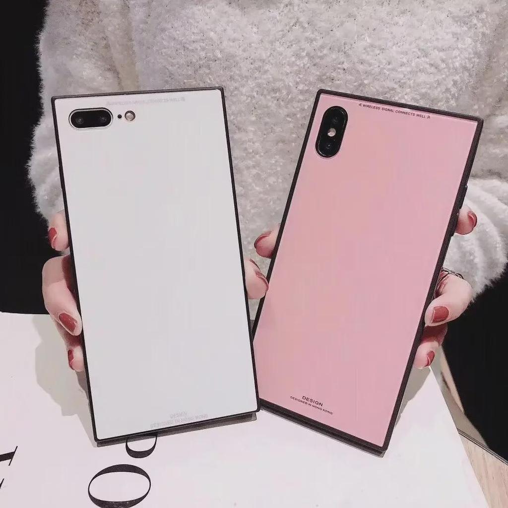 Apple 14 Pro/Max Drop-Proof Square Case: Solid Color, Glass Shell, Full Soft 13 Pro Right Angle Protection