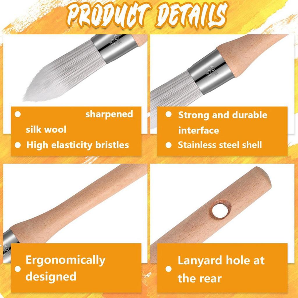 ABKS-24Pcs Trim Painting Tool Edge Clean Painting Tool Corner Paint Brush Round Small Paint Brushes Thin Trim Brush