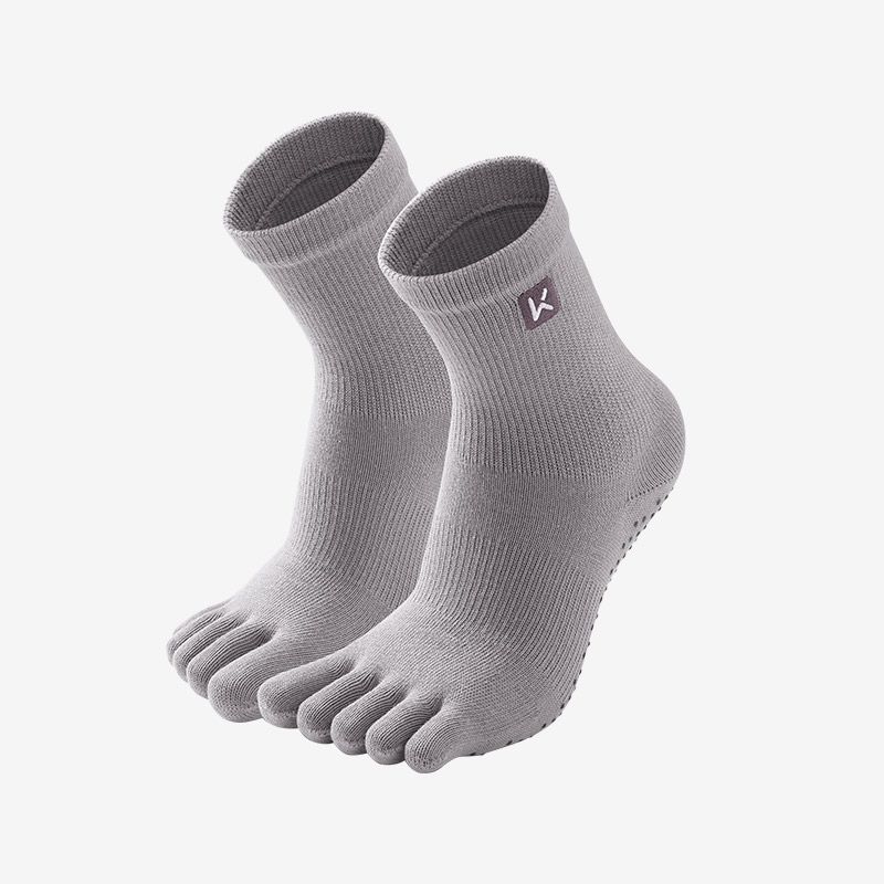 

Женские носки для йоги, нескользящие, профессиональные спортивные носки с пальцами, фитнес-носки, носки для пилатеса, домашние спортивные носки Five Toes Yoga Socks-Grey Basics (1 Pair)