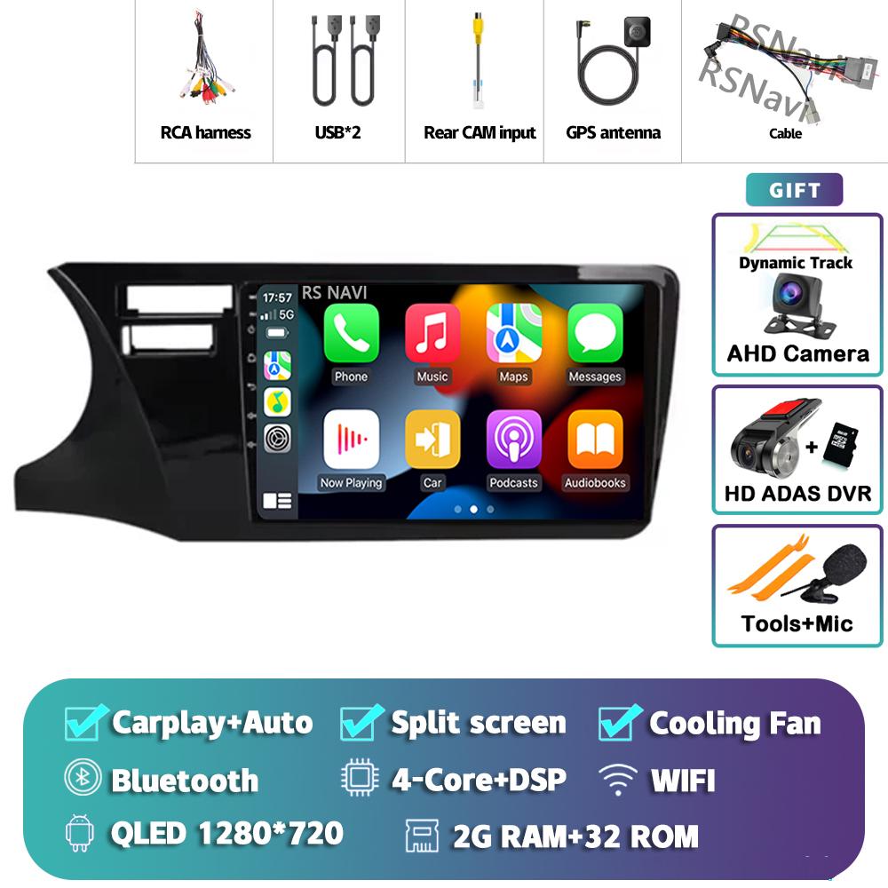 Android 14 Carplay Auto For Honda City 2014 - 2017 Car Radio Player Multimedia stereo Navigation 4G+WIFI Head Unit 2Din AI Voice