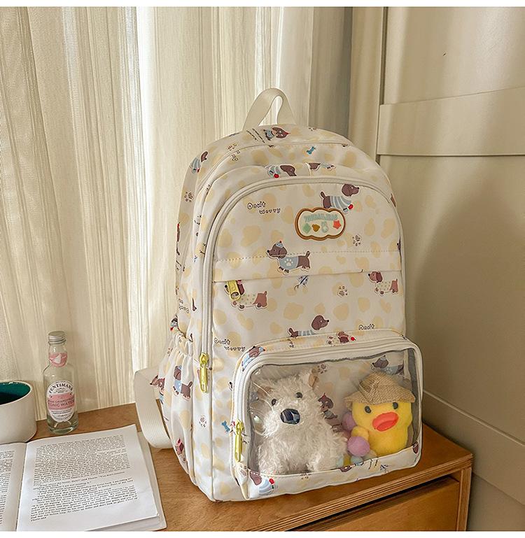 Schoolbag new cute cartoon dog printed backpack female student gift large capacity shoulder pain bag light casual schoolbag