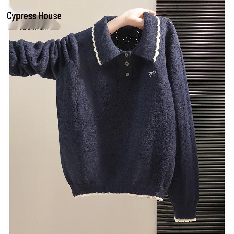 Women s Elegant Lapel Knit Pullover One Size