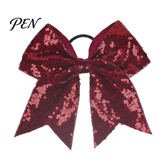 Hair Accessories for Cheer Sequins Bows, Elastic Tie, Large Cheerleading Sequin Bows Band Ponytail Holder, Glitter Scrunchies Women Girls Teens