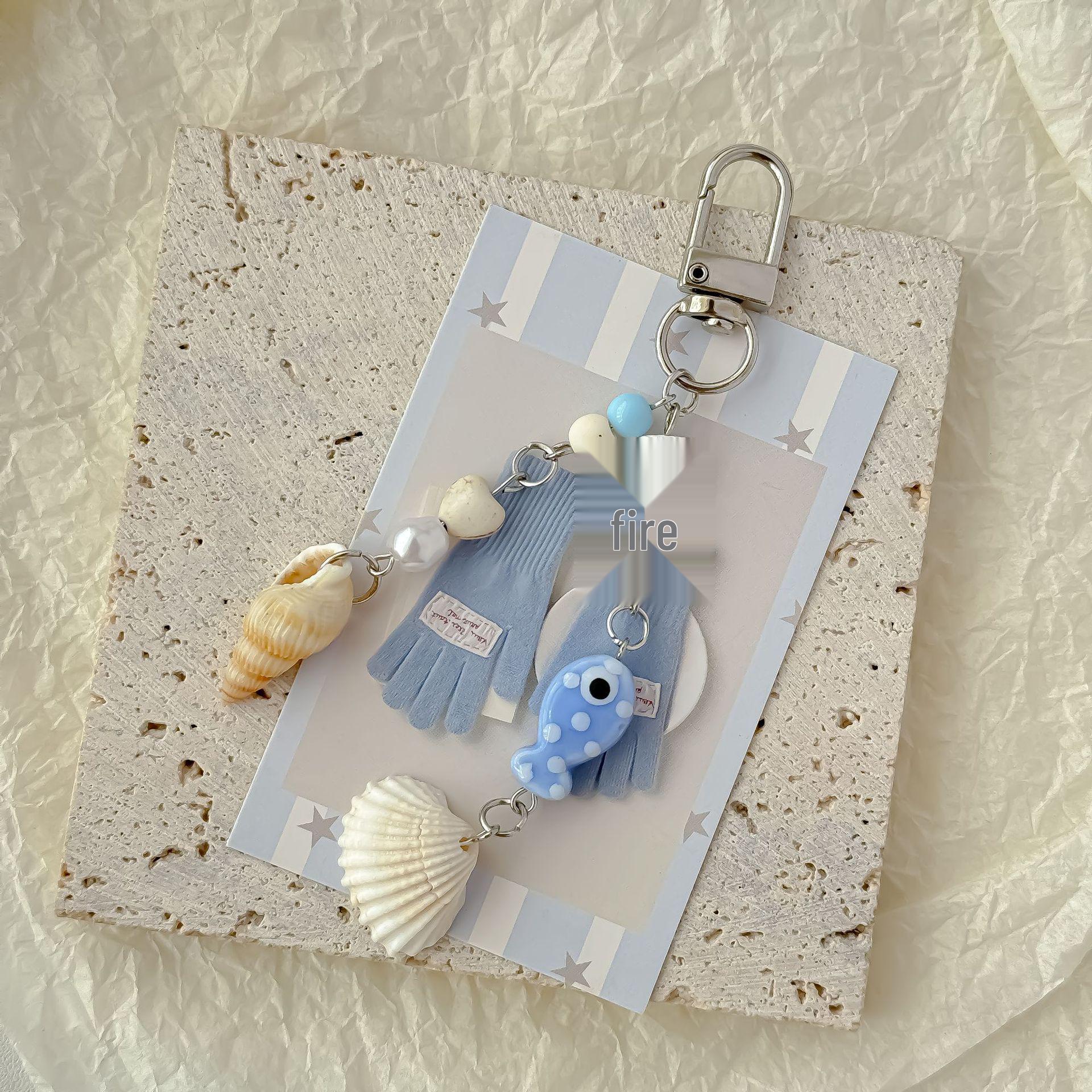 

Handmade Seashell Starfish Phone Chain Charm & Keychain Accessory
