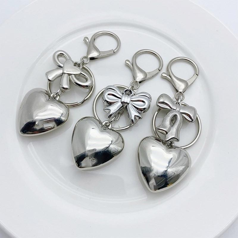 Attractive Heart shaped Keychain Pendant with Bowknot Fashionable Pendant with 3D Heart shaped for Bag and Keychains