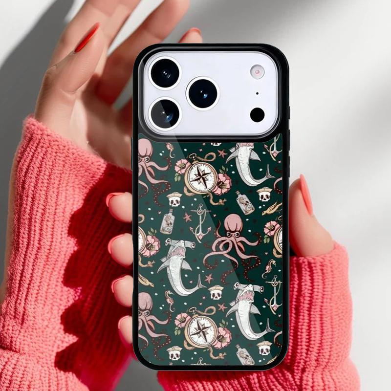 Marine Life Ocean Octopus soft Phone Case for iPhone 17 16 15 14 13 Pro Max Back Cover for 12 11 Pro Coque