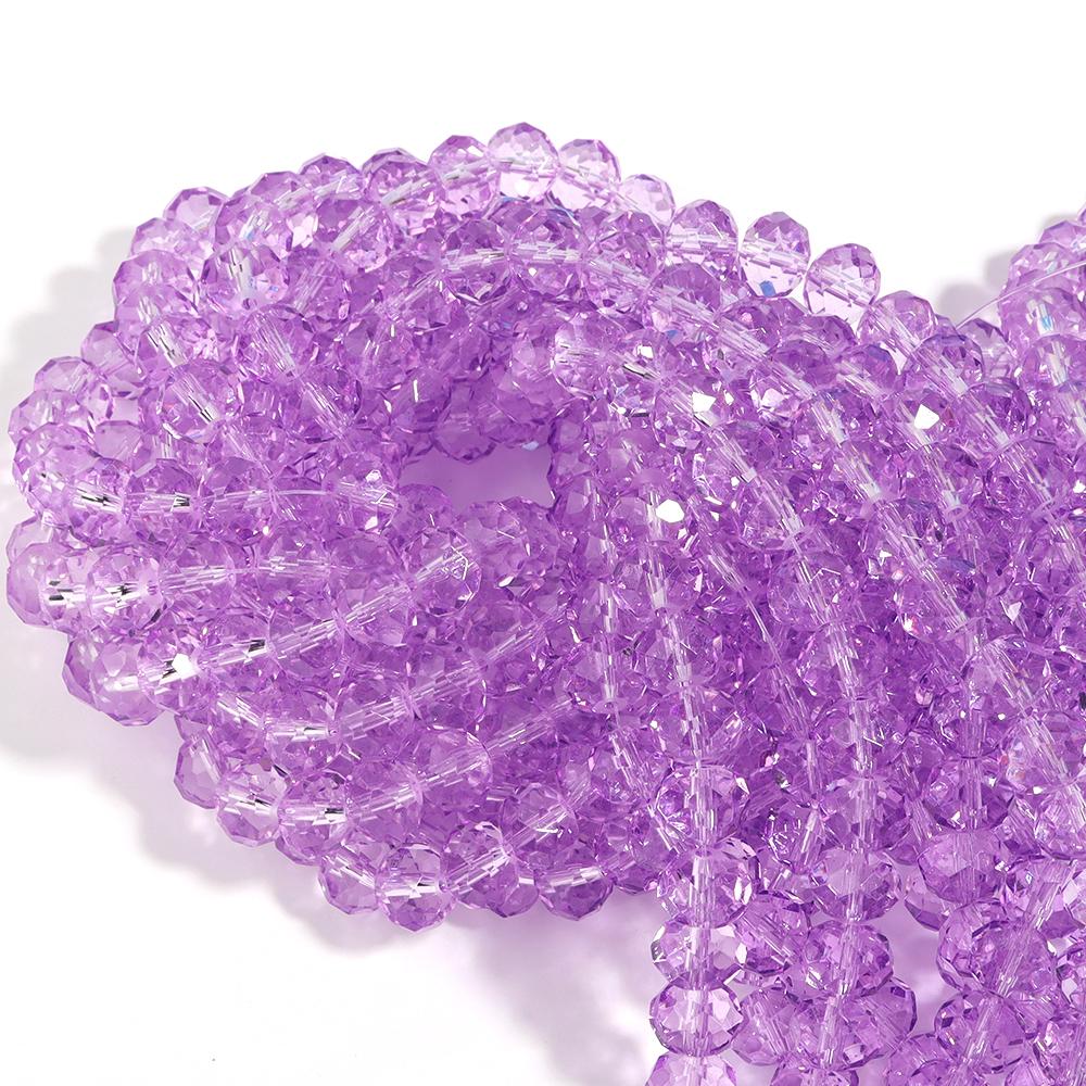 3/4/6/8/10mm Light Purple Faceted Crystal Beads Glass Loose Spacer Beads For Jewelry Making DIY Bracelets Necklace Accessories