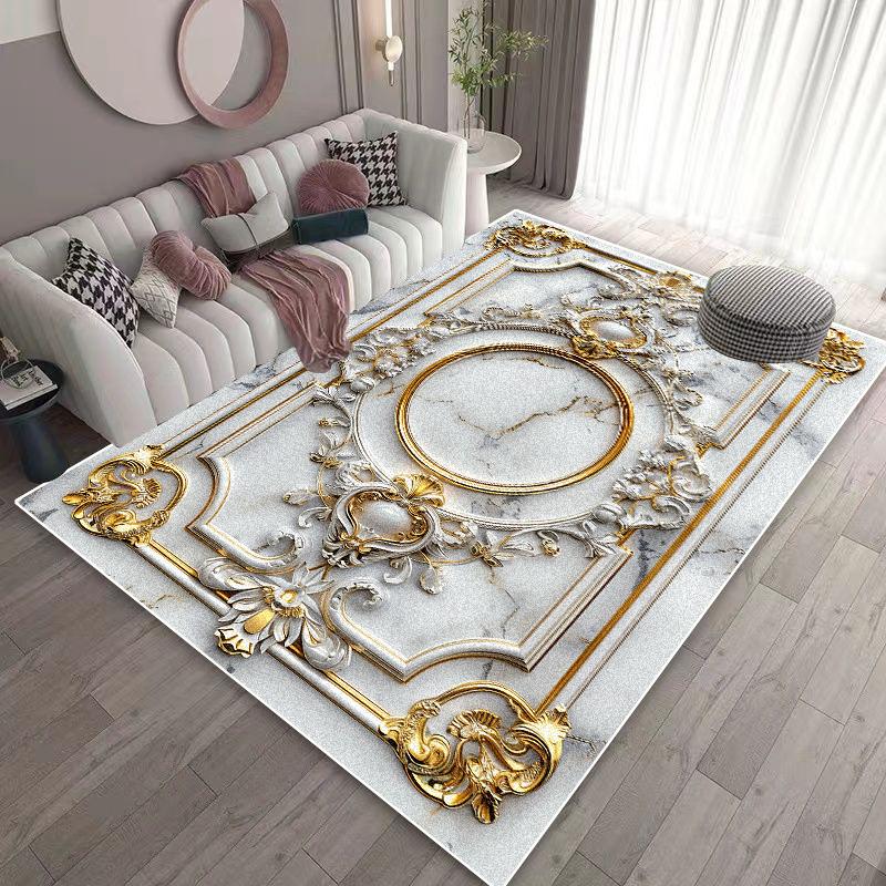 

Ковер в скандинавском стиле, роскошный, для гостиной, белый с золотым, декоративный, для диванной зоны, нескользящий коврик для пола, для дома, спальни, прихожей, мягкие ковры 60*90cm