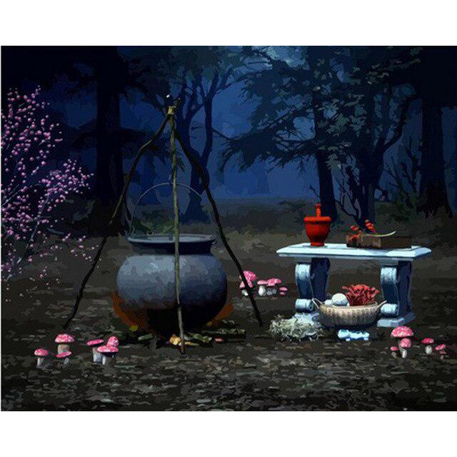 Pintura diamante redonda completa cidade noite bordado bordado paisagem decoração de casa