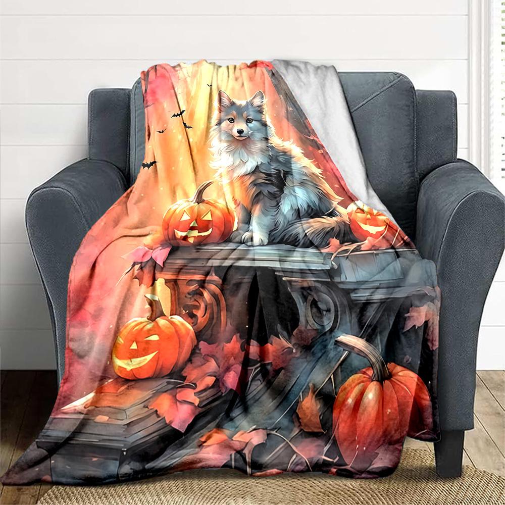 

1pc Halloween, Fox Blanket Lightweight Blanket Throw Blanket For Sofa, Bed, Travel, Camping, Livingroom, Office, Couch, Chair yy251010092 100x150cm