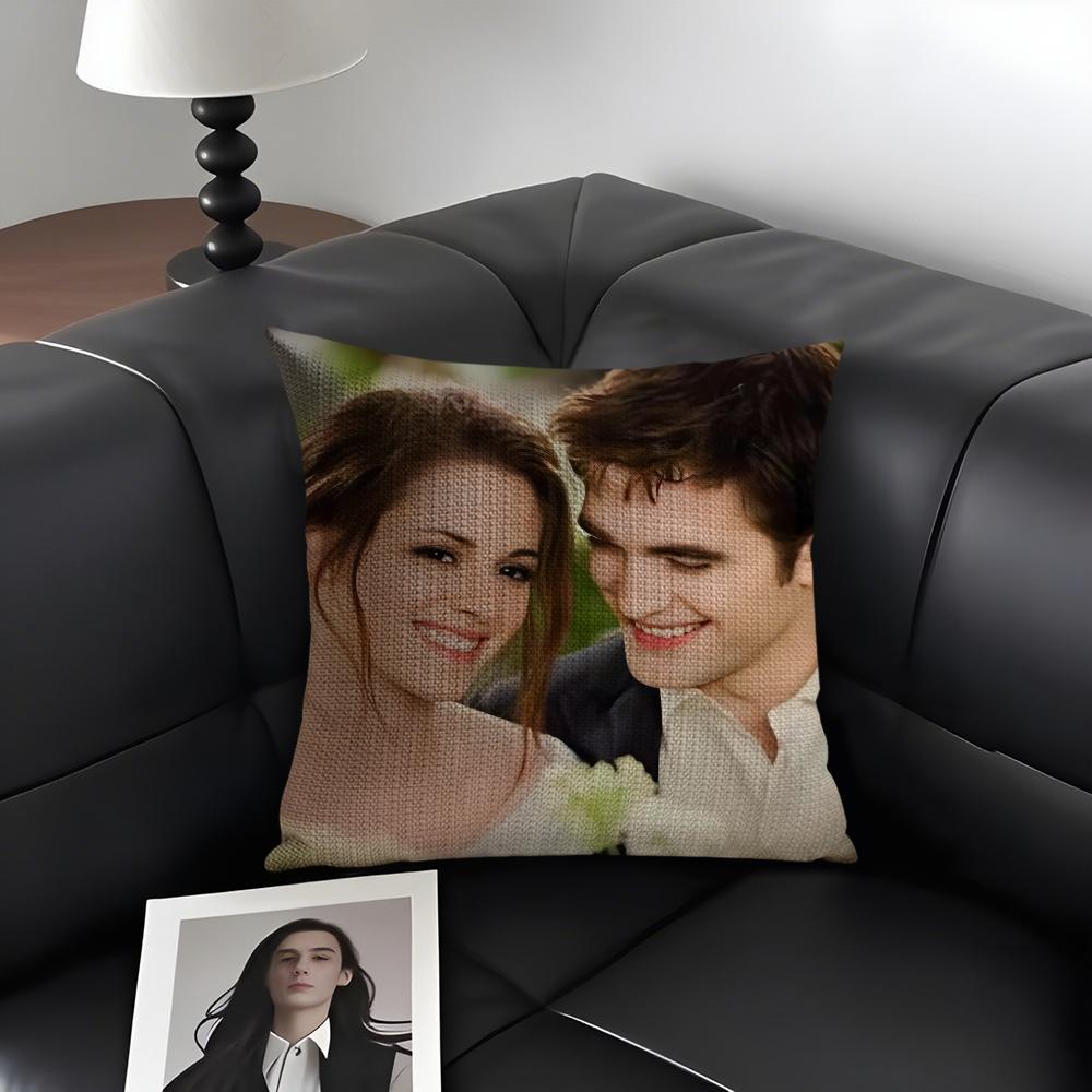 TTwilight Film Kissenbezug Natürlicher Leinen Bio-Stoff Doppelseitiger Druck Sofa Heimdekoration Geschenk Kissenhülle