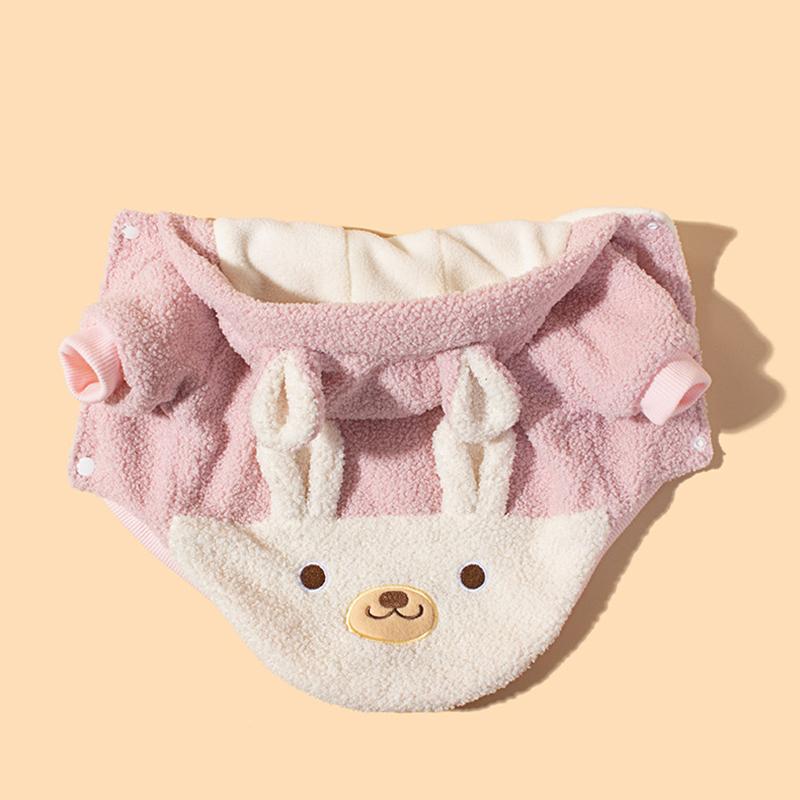 Autumn and winter anti-slip cute bear hooded cotton coat ferret pet clothing soft and comfortable dog clothes