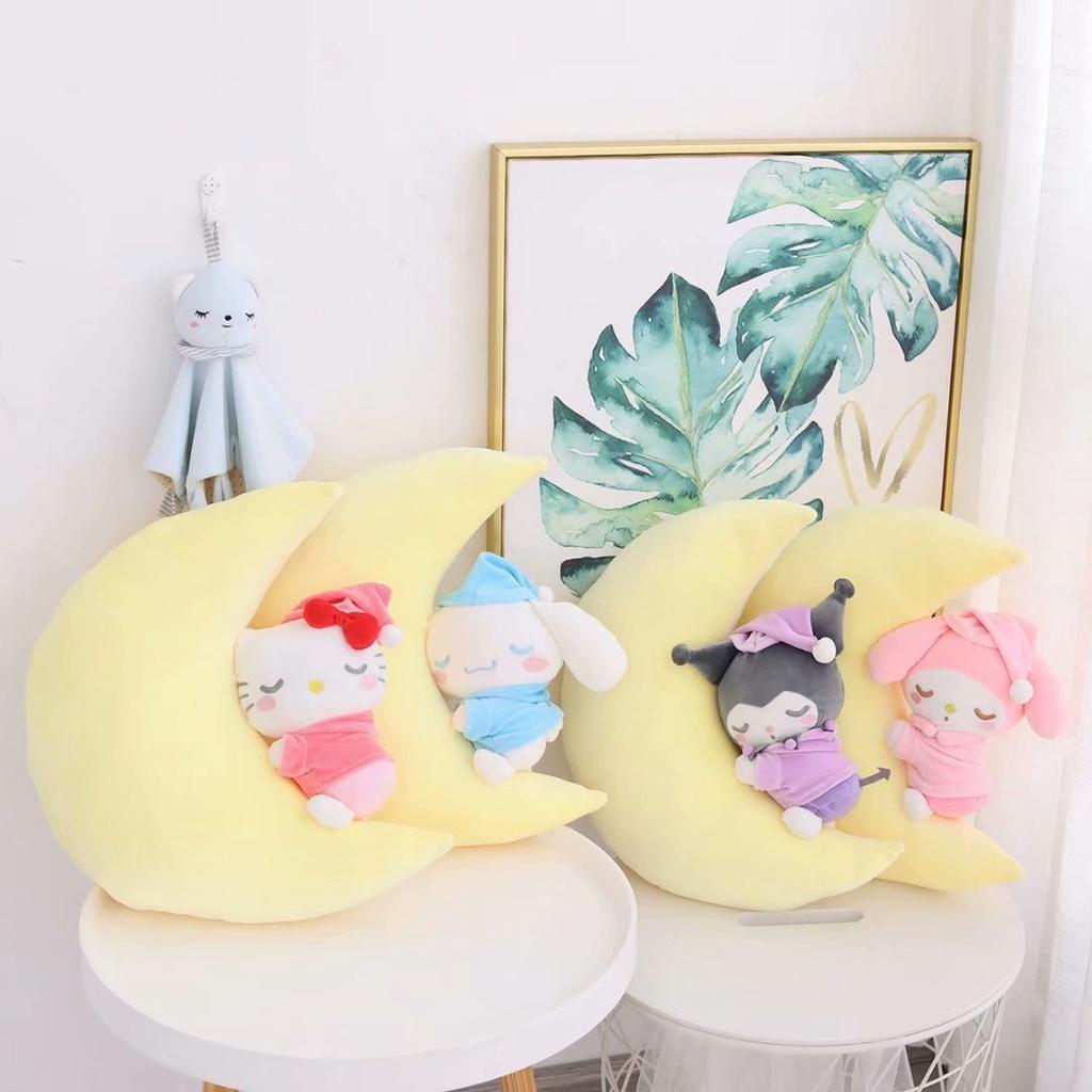 Soft Sanrio Sleeping Moon Plush Toy Birthday Gift For Kids Kt Mymelody Cinnamoroll Kuromi