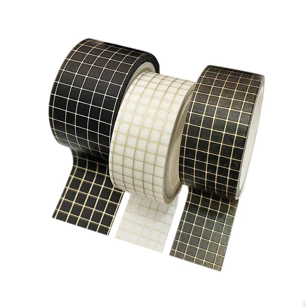 3 Rolls Washi Tape Bulk 5M Long Gold Foil Thin Decorative Sticker Masking Tapes for Planner