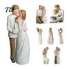 Gift for Valentine Day Wooden Texture Resin Figurine, Hand Carved Mother & Child/Family/Couple/Dog Owner Decorative Statue Office Statue,