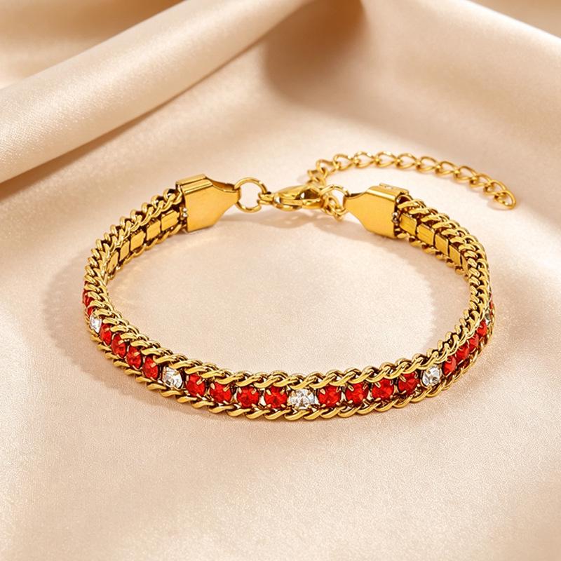Women's Titanium Steel Multi-color Zircon Bracelet - Luxurious, Versatile, and Fade-resistant