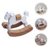 Safe Wood Miniature Rocking Horse Nursery Room Rocking Chair For Doll House Bedroom Scene Realistic Furniture Decors