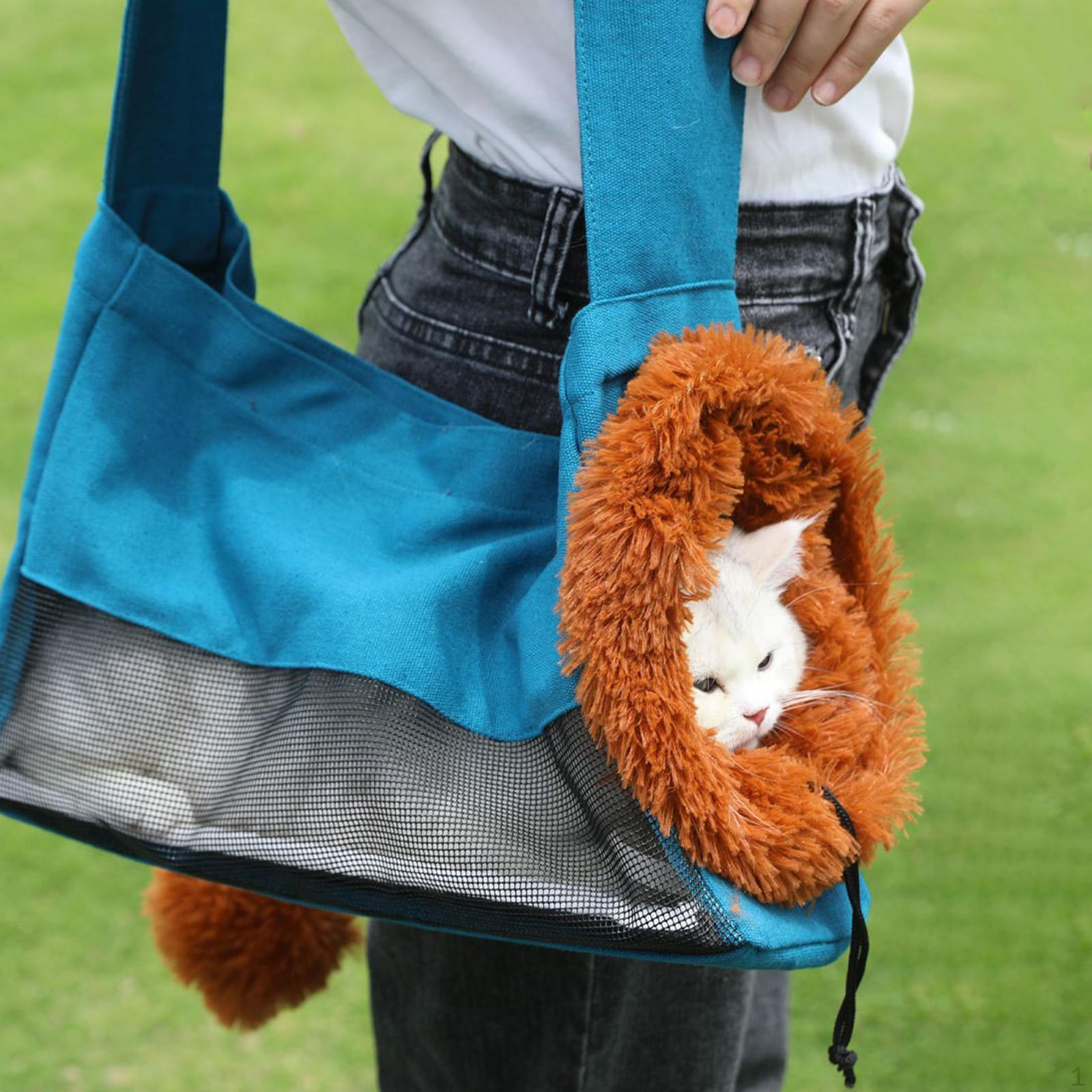 

Холщовая маленькая сумка-переноска для домашних животных, дорожная транспортная портативная сумка для котенка, через плечо Blue S