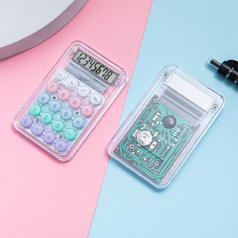 Macaron Mini Calculator Color Small Portable Transparent Student Supplies Office