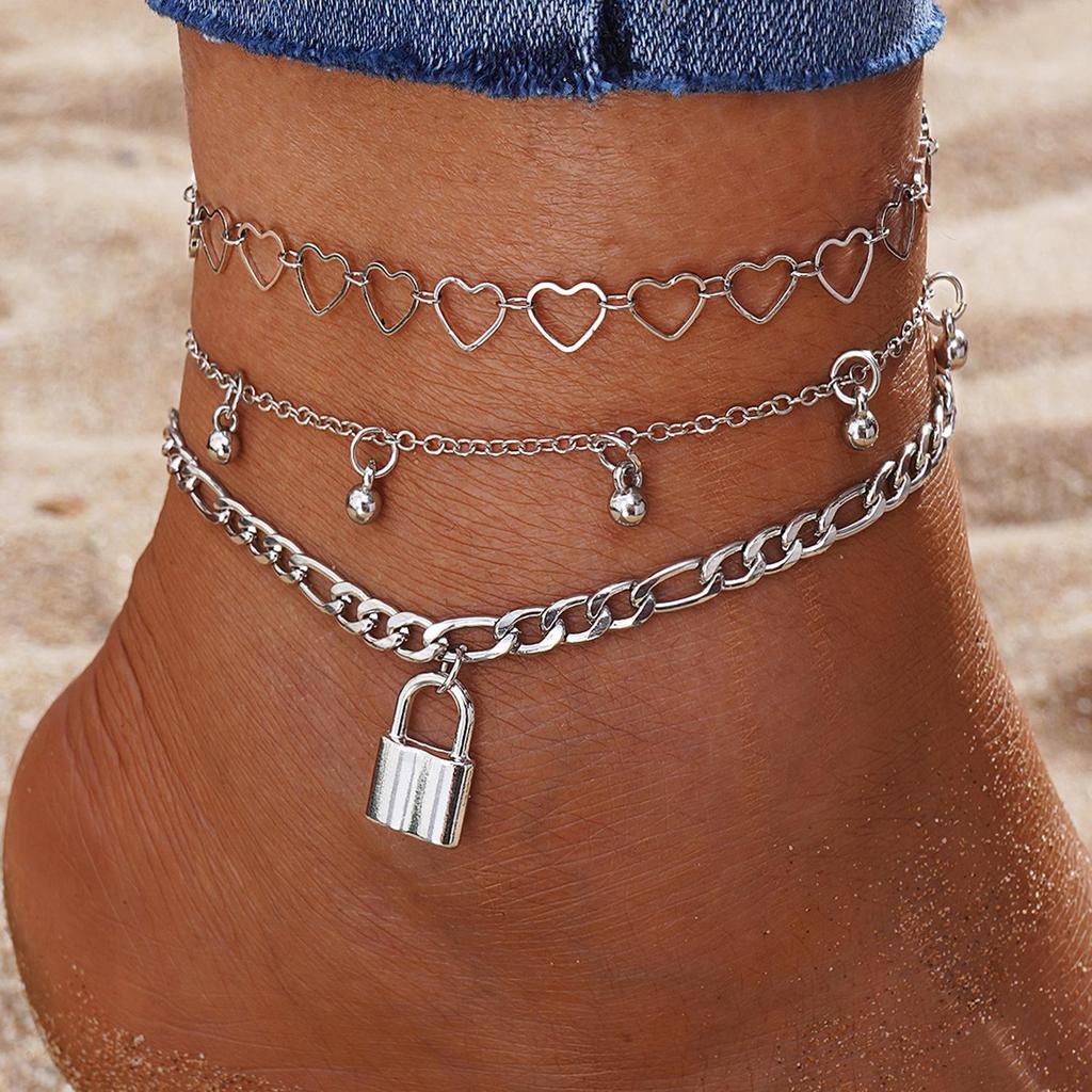 Retro Pineapple Pearl Multi-layer Anklet Set - High-end Girls' Foot Jewelry