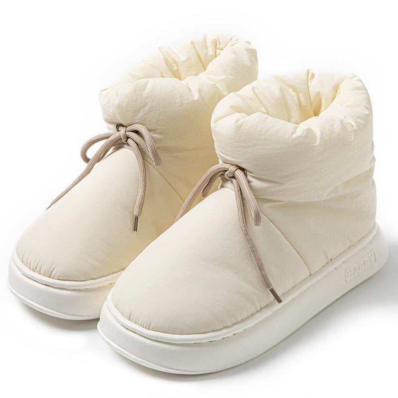 Women's 2025 Winter High-Top Cotton Slippers: Outdoor, Warm, Thick-Soled, Couple's Cold-Proof Design