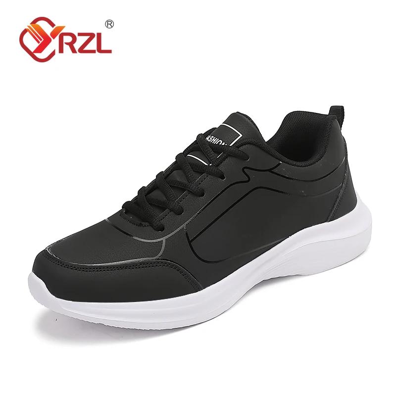 

YRZL Men Sport Shoes Leather Running Shoes Outdoor Waterproof Sneakers Men Lightweight Men Athletic Sneaker Tenis Masculino 39