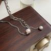 Yinruitai S925 Sterling Silver Pearl Double Layer Necklace for Women - Light Luxury Clavicle Chain, Trendy Niche Design.