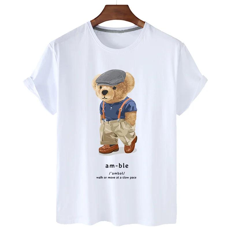 Funny Bear Print Tshirt Women Fashion Cartoon Harajuku Casual Tshirt FeUnisex Summer Short Sleeved Top Tees Unisex T Shirt