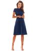 Elegant Flared Midi Dress with Short Sleeves, Navy Blue XL