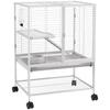 Cage for Small Animals On Casters 2 Levels with 2 Doors, 1 Ramp, 1 Storage Shelf 61.5 X 44.5 X 86 Cm Gray