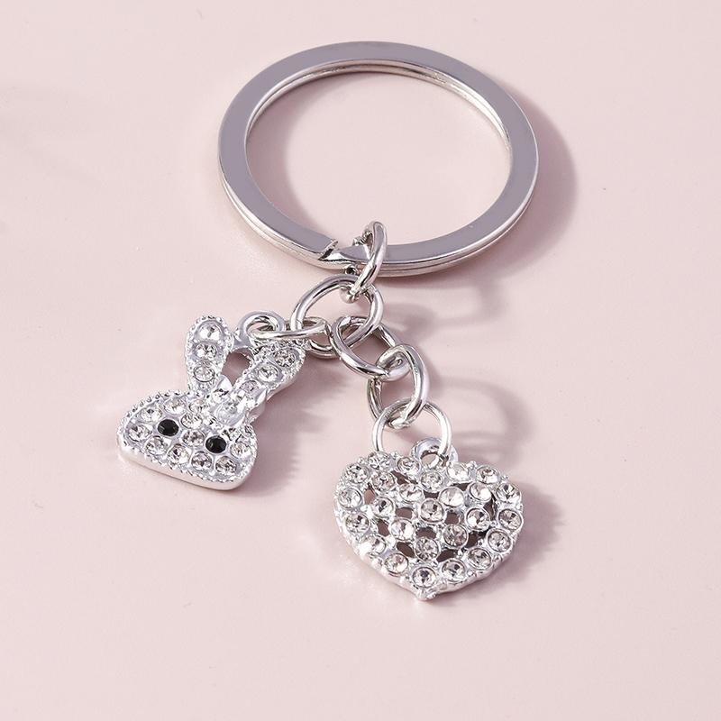 

Cute Crystal Rhinestone Rabbit Keychain for Car Key Holder Women Girls Keyring Pendants Handbag Charms DIY Jewelry Gifts
