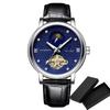 Top Brand Men Automatic Mechanical Time Moon Phase Display Luminous Hands Leather Waterproof Male Business Wrist Watches