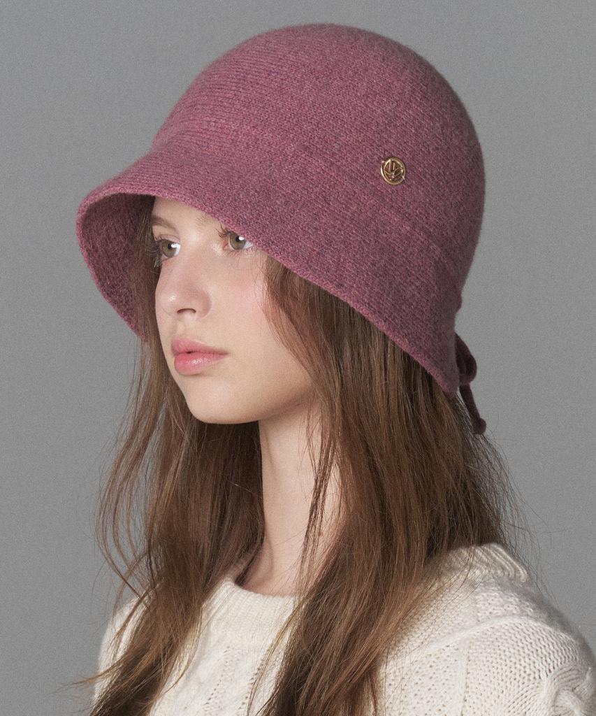 Hwaiteusaenjeu Lambswool Ribbon Bonnet Hat Grass (5 Colors)