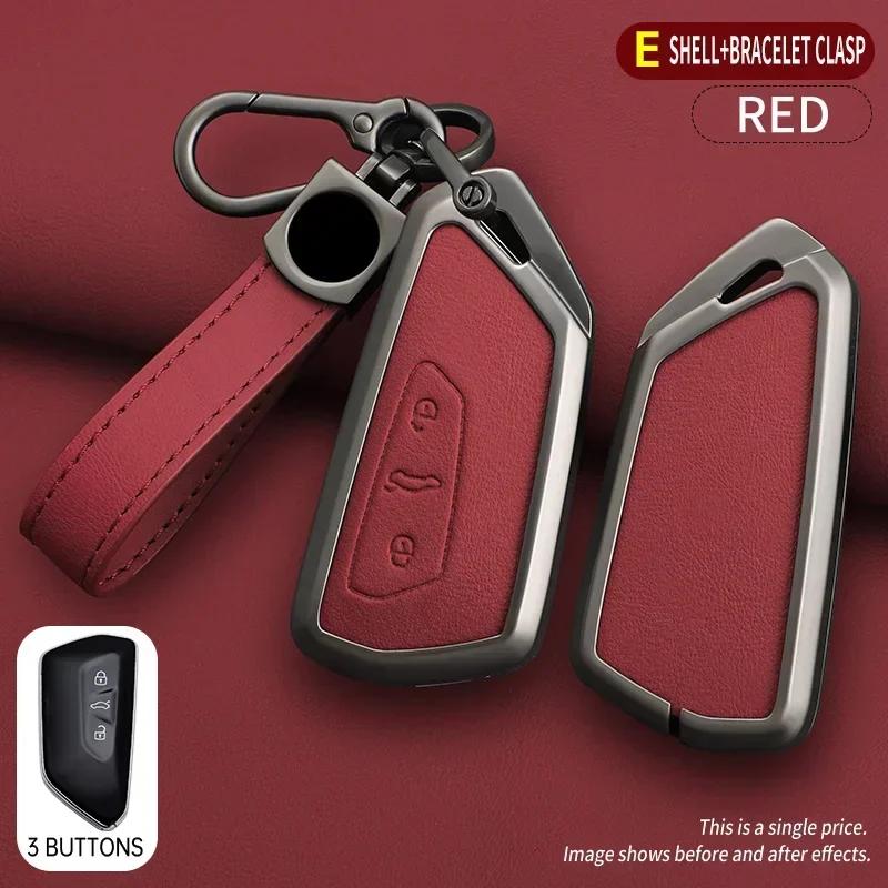 Zinc Alloy Genuine Leather Auto Key Fob Cover Case Housing Fit For Vw Volkswagen Golf 8 Skoda Octavia A8 Mk8 Seat Leon Mk4 Accessory