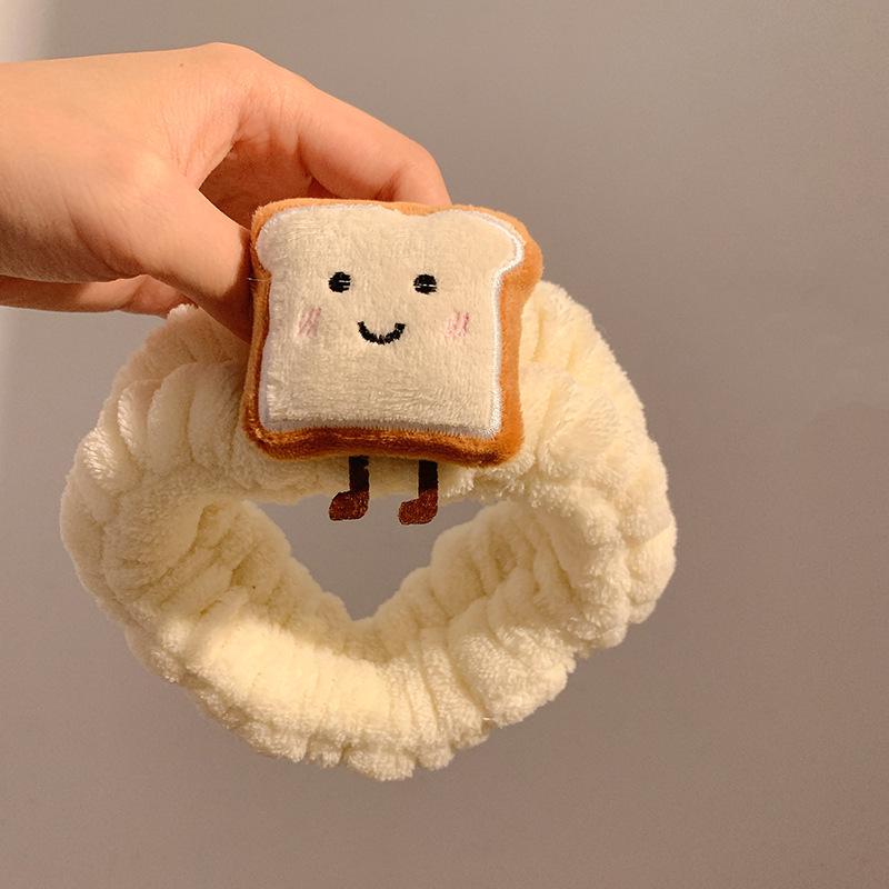 Cute Cartoon Toast & Onigiri Plush Headband Set for Women & Kids - Autumn/Winter Makeup & Hair Accessory