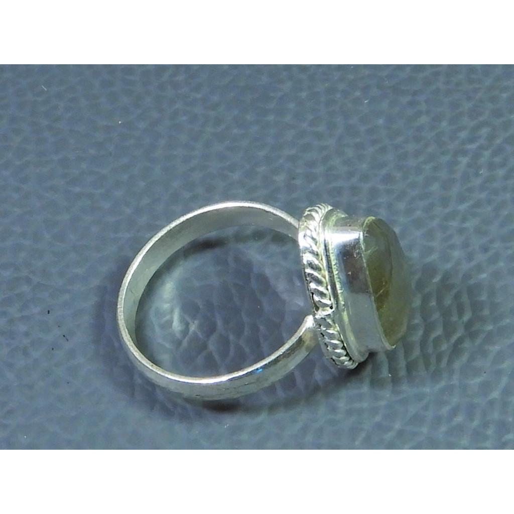 Natural Labradorite 925 Sterling Silver Pear Handmade Vintage Ring Size US-7 MK-57