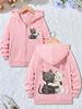 Kawaii Lovely Cat Hoodie Cute Cat Jacket for Boys Girls Zipper Winter  Autumn Trendy Cartoon Sweatshirts Zip Up Kids Hoodies