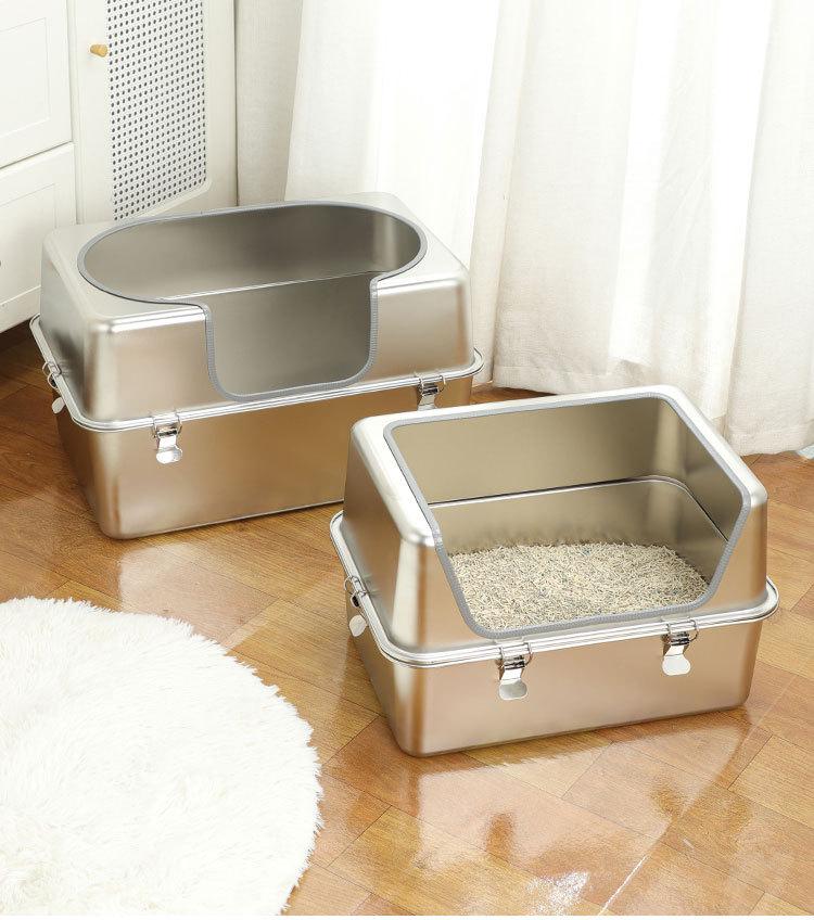 Stainless Steel Anti-Splash Cat Litter Box - High and Thickened Design