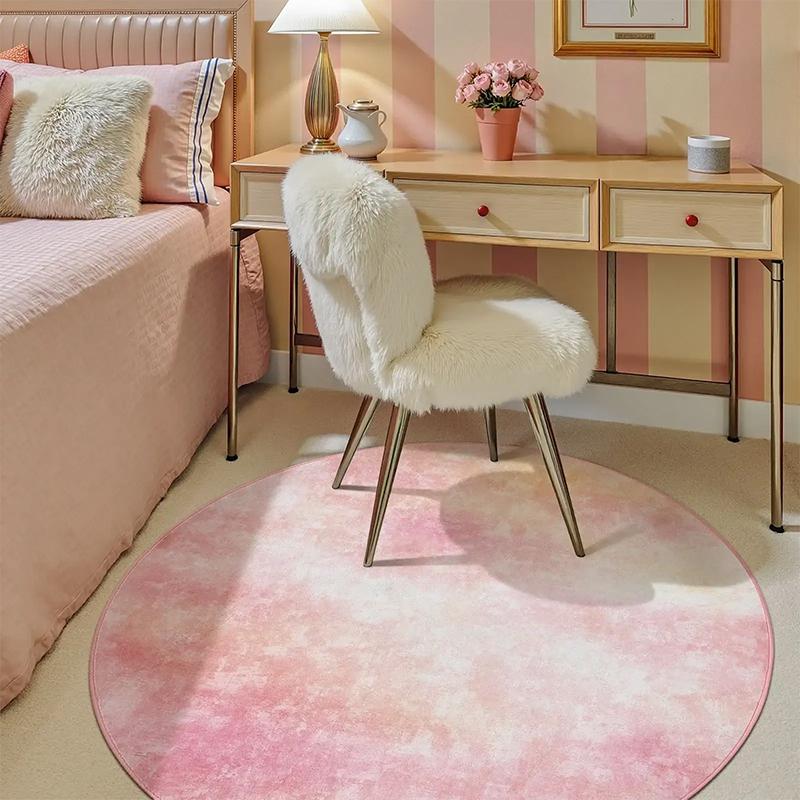 Living Room Carpet Large Round Carpets Non-slip Floor Mat Machine Washable Pink Gradient Rug Bedroom Home Decor Rugs