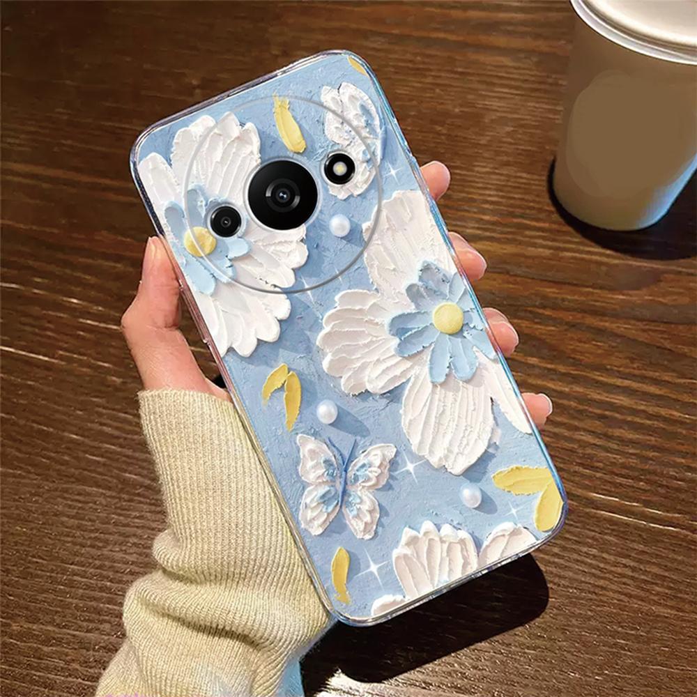 

Rose Flower Oil Painting Pearl Phone Case Transparent Clear For Xiaomi Redmi A3 A1 A2 Plus A5 A3X Cover Silicone RedmiA3 6.71 Redmi A5