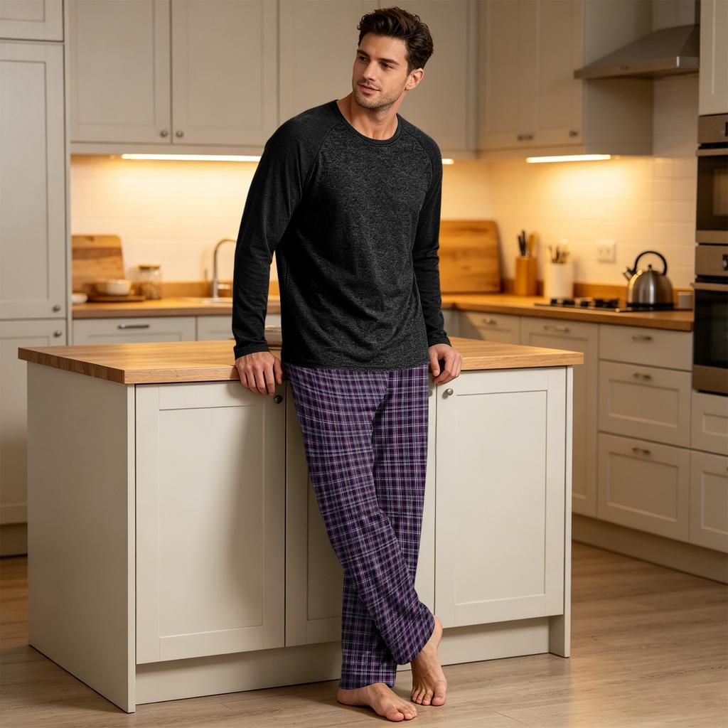 Men's Long Sleeve Pajama Set Loungewear for Sleep and Relaxation