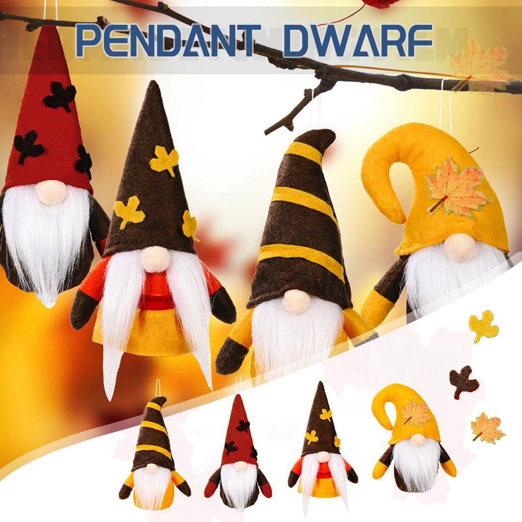 Herbst Ahorn Wichtel Blatt Zwerg Wolle Stoff Gesichtslos Hängepuppe Anhänger Desktop Figuren Heimdekorationszubehör Kindergeschenk