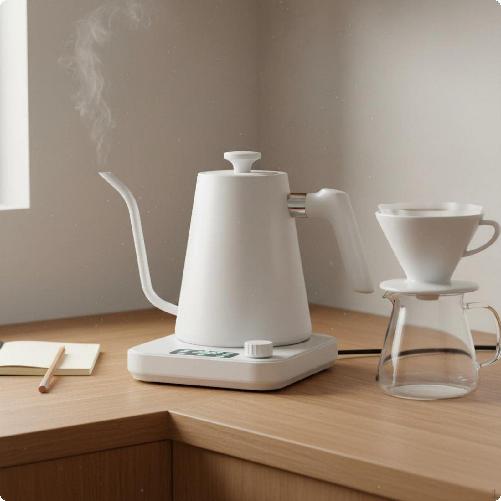 Electric Gooseneck Kettle Keep Temperature Control Quick Heating Kitchen Appliance White Eu Plug